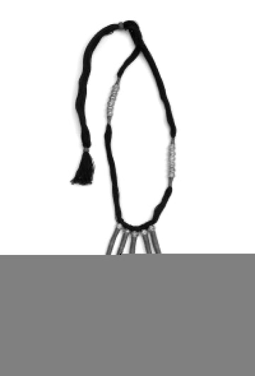 Lishika Red and Black Tassels Tribal Necklace
